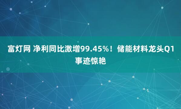 富灯网 净利同比激增99.45%！储能材料龙头Q1事迹惊艳